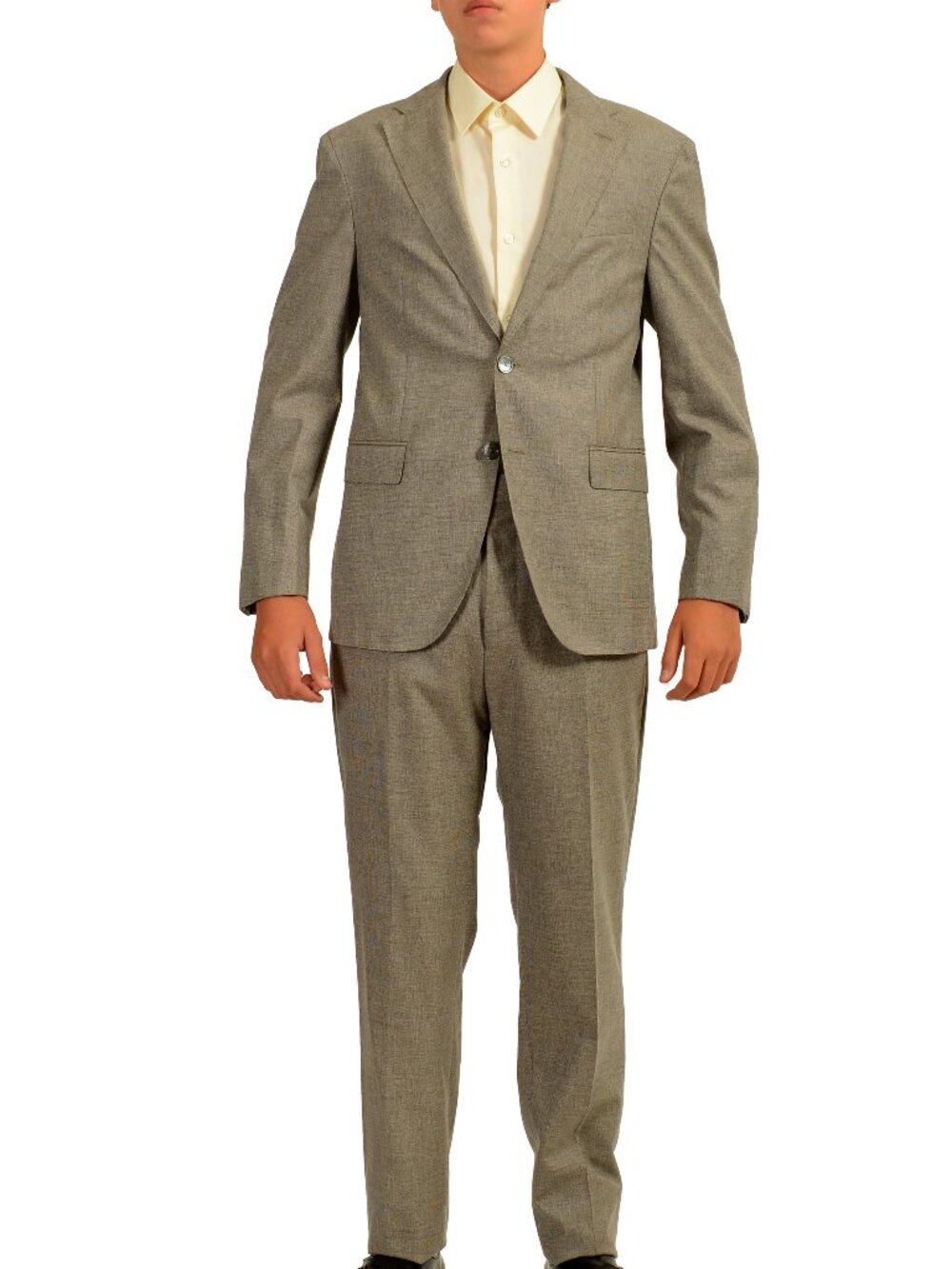 Hugo Boss Men's "T-Novis/Brite" Beige Silk Wool Two Button Suit US 36S IT 46S